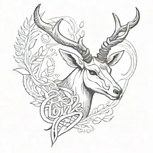 gazelle horns with arabic writing inside saying my love tattoo design idea