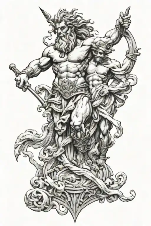 zeus y poseidon tattoo design idea