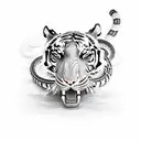 a tiger fighting a snake while a xoloitzcuintli looks over them on top tattoo design idea