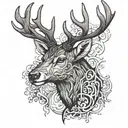 stag head tattoo design idea