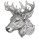 stag head tattoo design idea