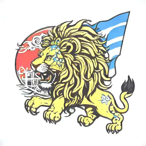 A lion lives for the people of Israel's flag tattoo design idea