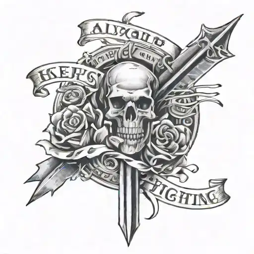 Always keep fighting qoute with the first blade  tattoo design idea