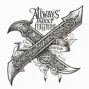 Always keep fighting qoute with the first blade  tattoo design idea