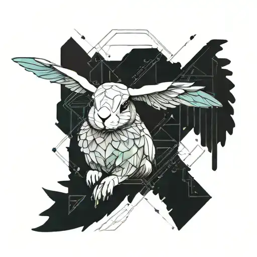 Holland Lop with wings tattoo design idea