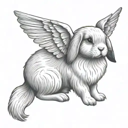 Holland Lop with wings tattoo design idea