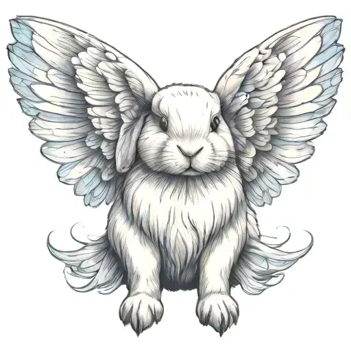 A happy Holland Lop with wings  tattoo design idea