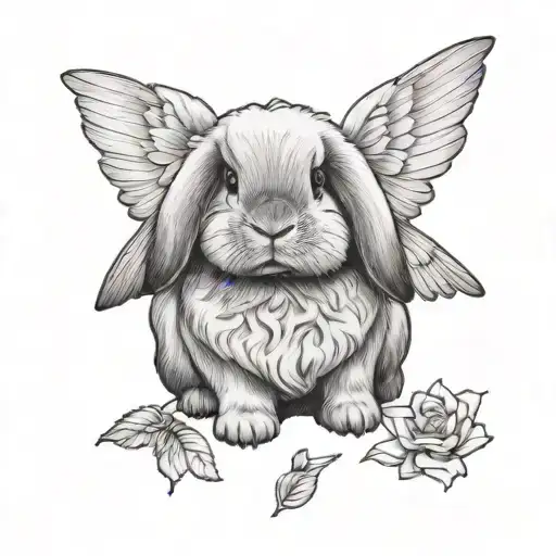 Holland Lop with wings tattoo design idea