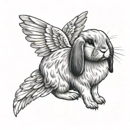 Holland Lop with wings tattoo design idea