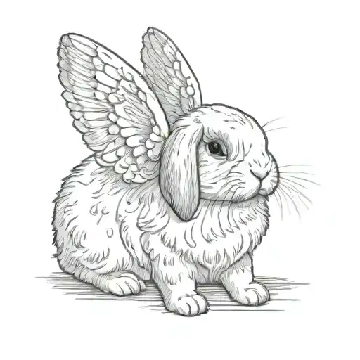 Holland Lop with wings tattoo design idea