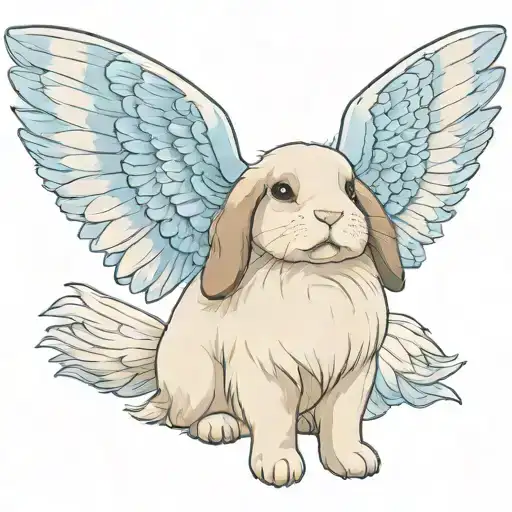 A happy Holland Lop with wings  tattoo design idea