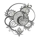A tattoo design inspired by Avatar the Last Airbender, featuring elements of the four bending arts (water, earth, fire, air) intertwined with intricate plant motifs tattoo design idea