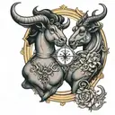 libra and taurus zodiac sign tattoo design idea