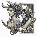 libra and taurus zodiac sign tattoo design idea