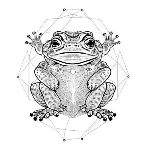 Bufo Alvarius toad with the 5MEO molecule integrated that represents enlightened consciousness  tattoo design idea