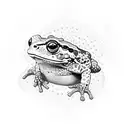 Bufo Alvarius toad with the 5MEO molecule integrated that represents enlightened consciousness  tattoo design idea