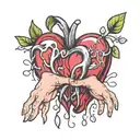 Two hands holding a bleeding heart tattoo design idea