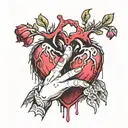 Two hands holding a bleeding heart tattoo design idea
