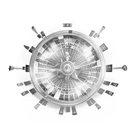 A tattoo design of a roulette wheel surrounded by vibrant musical notes, representing the excitement of both gambling and music. tattoo design idea