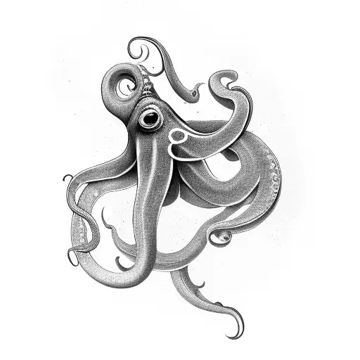 squid grabbing alcoholic anonymous coin tattoo design idea