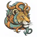 lion and snake  tattoo design idea