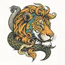 lion and snake  tattoo design idea