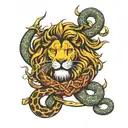 snake and lion  tattoo design idea