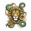 snake and lion  tattoo design idea