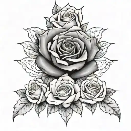 roses blooming with family first across middle tattoo design idea