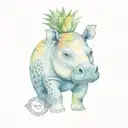 HIPPO, PINEAPPLE, MANDALA third eye tattoo design idea
