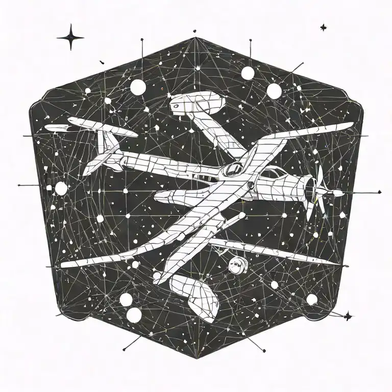 Sagittarius constellation and a plane flying it  tattoo design idea