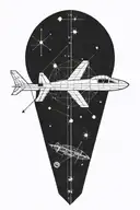 Sagittarius constellation and a plane flying it  tattoo design idea