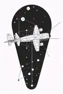 Sagittarius constellation and a plane flying it  tattoo design idea