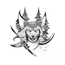 skadi with skis tattoo design idea