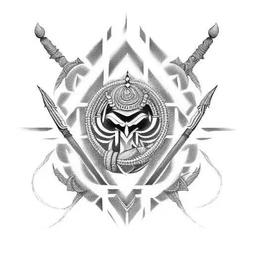 Incorporate Sikh symbols with a warrior theme tattoo design idea