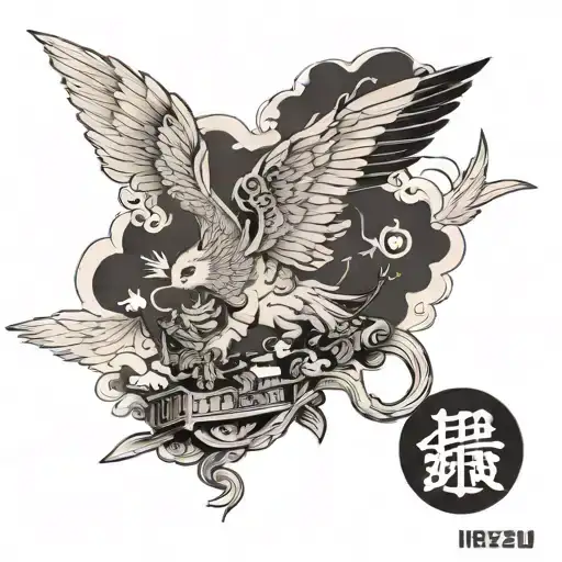 flying caravan tattoo design idea