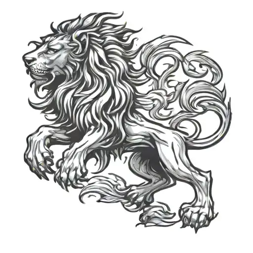 rampant Lion standing  tattoo design idea