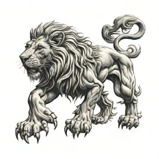 rampant Lion standing  tattoo design idea