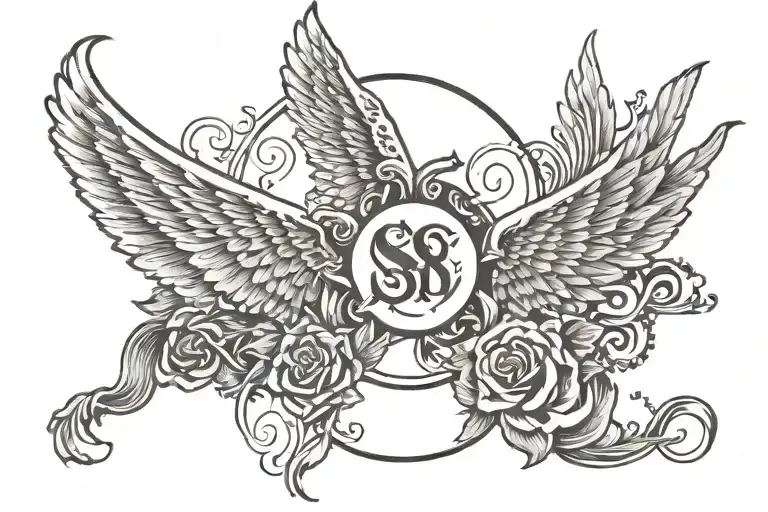 The name "Susie" in the middle with wings behind it. Also, make it cancer related since it is a memorial tattoo. tattoo design idea