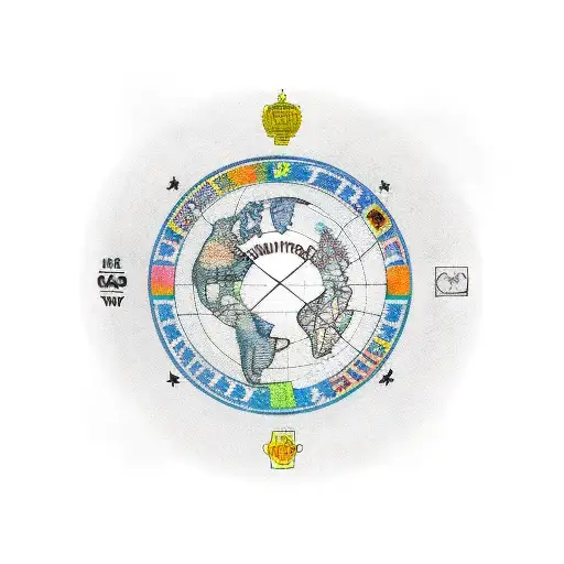 the outline of Western Europe, Taiwan, Hong Kong, canada, US, Mexico, Central America, South America, Thailand, Vietnam tattoo design idea