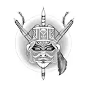 Traditional Dayak warrior with intricate tribal patterns tattoo design idea