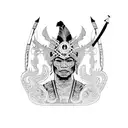 Traditional Dayak warrior with intricate tribal patterns tattoo design idea