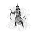 Traditional Dayak warrior with intricate tribal patterns tattoo design idea