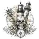 Lighthouse Compass 23 skull  tattoo design idea