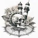 Lighthouse Compass 23 skull  tattoo design idea