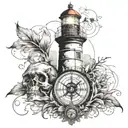 Lighthouse Compass 23 skull  tattoo design idea