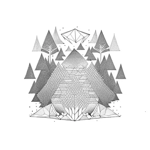 Geometric "Forest" Tattoo Idea BlackInk AI