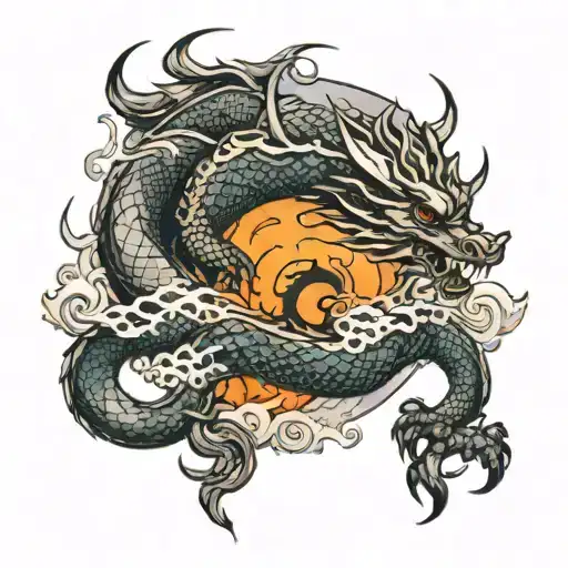 norse myth and dragons breathing fire tattoo design idea