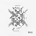 A sleek and modern font design of the 'wasd' keys intertwined with binary code tattoo design idea