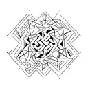 An abstract geometric pattern inspired by video game graphics, with the 'wasd' keys as a focal point tattoo design idea